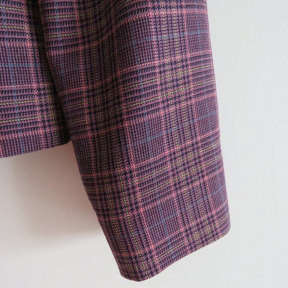 VINTAGE PENDLETON 100% Wool Plaid Blazer in Purple Academia Preppy - Size US 12 - Picture 9 of 15